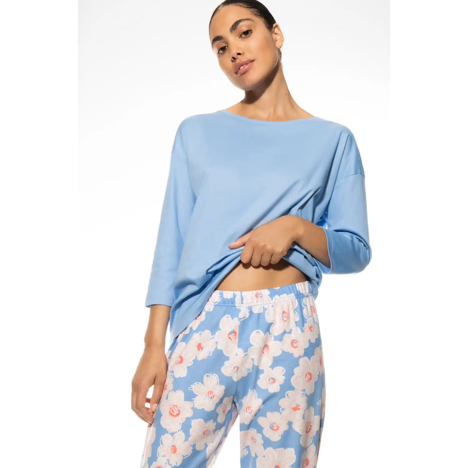 Mey 13233-544 pyjama 7/8 length, 3/4 sleeve angel blue - Afbeelding 3