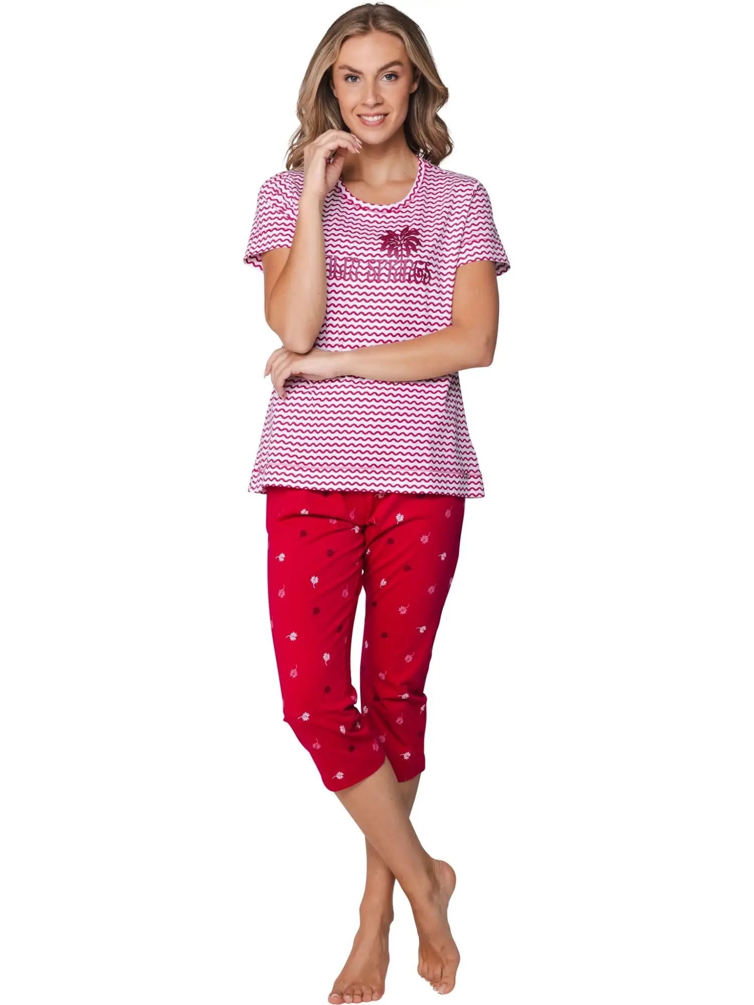 121261-626-1-220 Pastunette km pyjama capri roze - Afbeelding 2