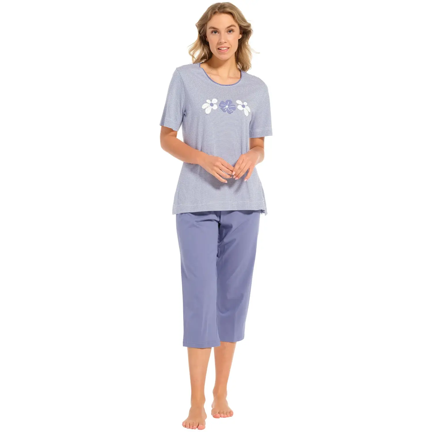 20241-124-2-516 Pastunette Pyjama capri pants without button blue 46 - Afbeelding 3