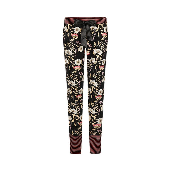 M61102-38 Charlie Choe Dames pyjamabroek Zwart Bloemen