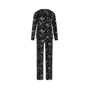M61120-38 Charlie Choe Dames Pyjama Zwart Bloemen Velours set
