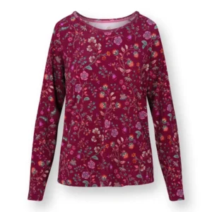 51.611-d.pink Pip Tina long sleeve top flora bangalore dark pink