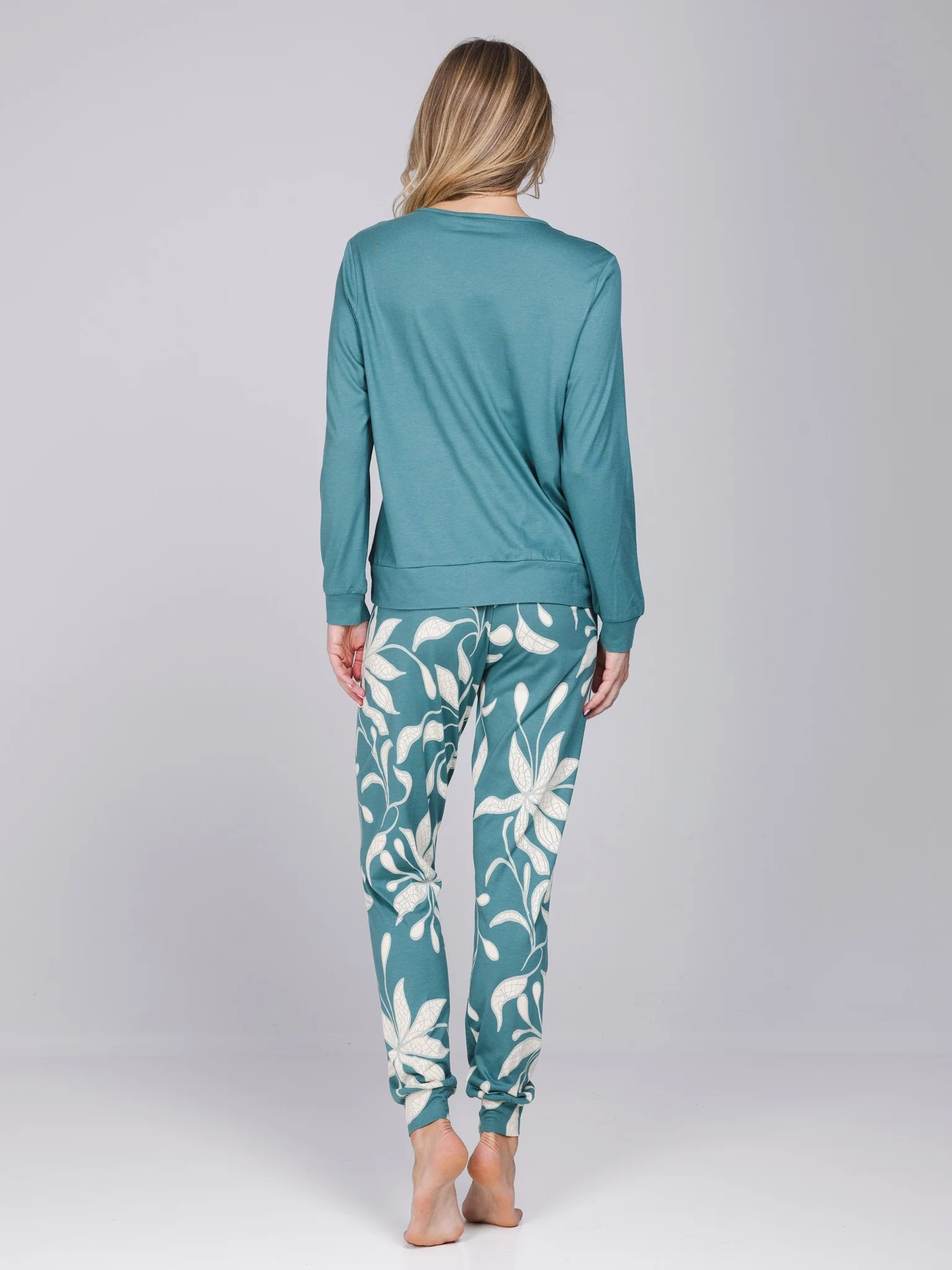 121262-124-2 Pastunette dames Pyjama lsl groen - Afbeelding 2