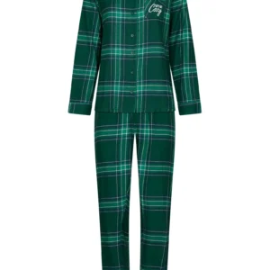 121262-624-2-710 Rebelle Pyjama full button flanel groen