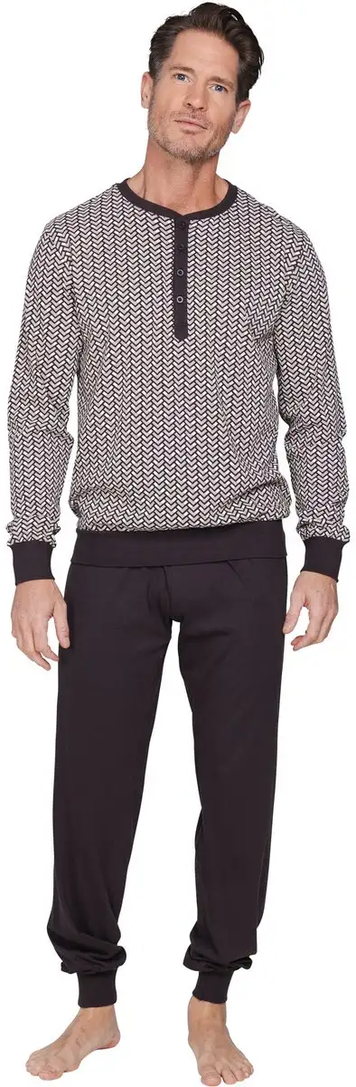 122262-500-1-920 Pastunette heren lsl Pyjama bruin - Afbeelding 2