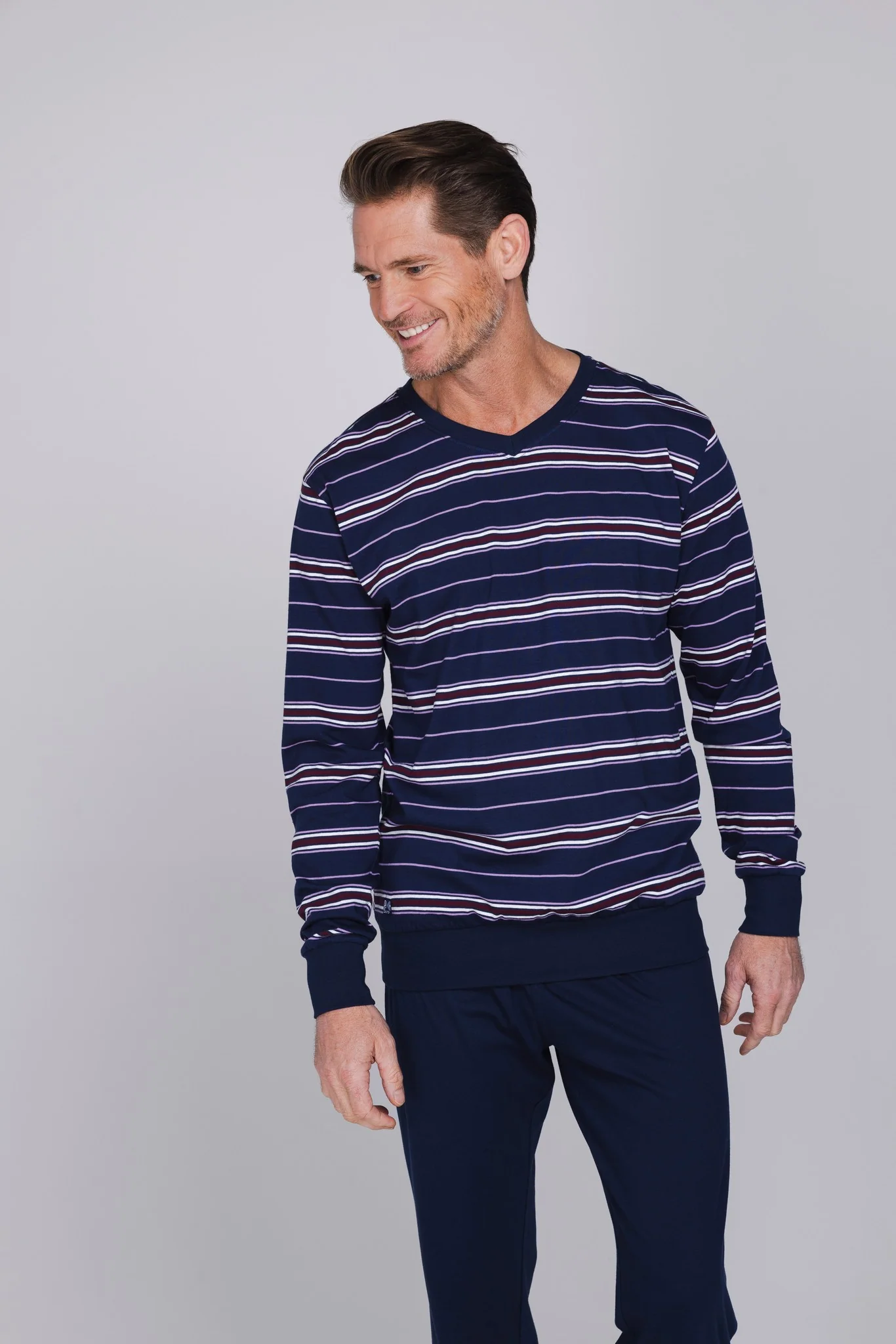 122262-532-1-520 Pastunette heren lsl Pyjama dark blue - Afbeelding 2