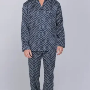122262-800-1-520 Robson Woven Pyjama full button dark blue