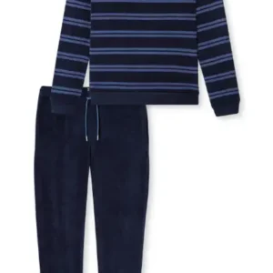 183940-861 Schiesser heren badstof pyjama lsl blauw