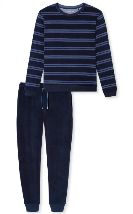 183940-861 Schiesser heren badstof pyjama lsl blauw